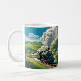 Café Taza de ilustración escénica de tren de vapor vint