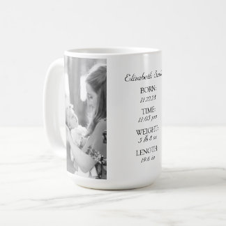 Café Taza de información de bebé personalizada