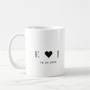 Café Taza De Iniciales De Pareja Personalizada   Taza D