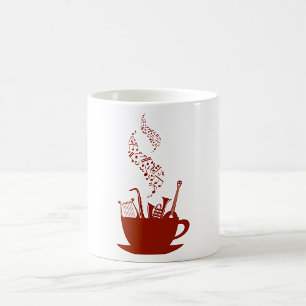 Café Taza De Instrumentos Musicales Y Notas