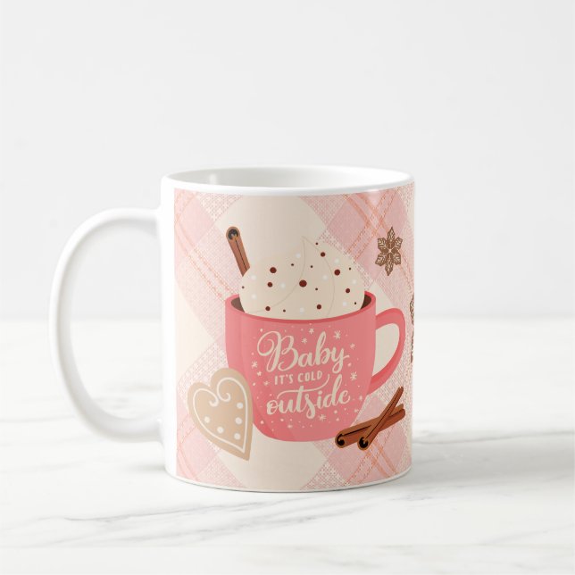 Café Taza De Invierno De Chocolate Caliente Bebé Está A (Izquierda)