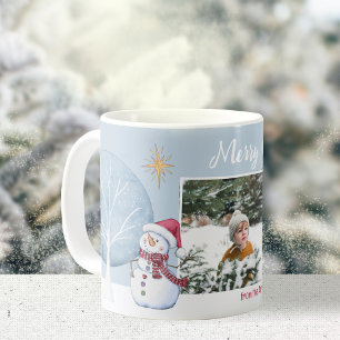 Café Taza de invierno de recuerdo con dos fotos de muñe