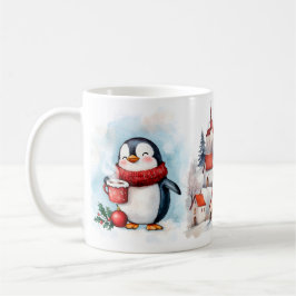 Café Taza de invierno "Pengüino Despierta y Brilla"