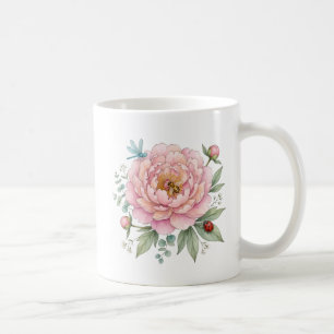Café Taza de jardín de acuarela de girasol abeja melífe