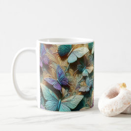 Café Taza de jardín de mariposas iridiscentes