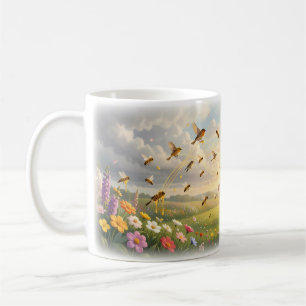 Café Taza de jardín de primavera de pájaros cantores de