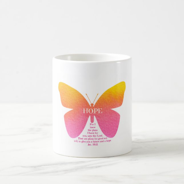 Café Taza de Jeremiah 29 de la mariposa de la esperanza (Centro)