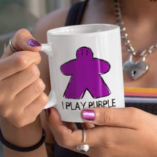 Café Taza de juego de la Taza de Dibujo de Meeple Púrpu