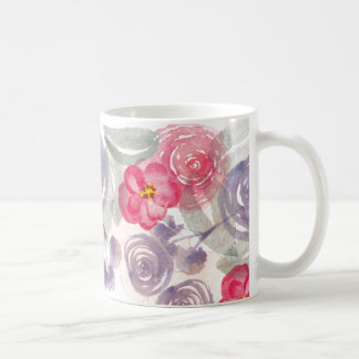 Café Taza de la acuarela de la flor