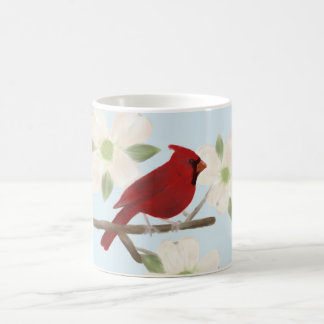 Café Taza de la acuarela del cardenal y del Dogwood