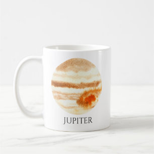 Café Taza de la acuarela del planeta de Júpiter