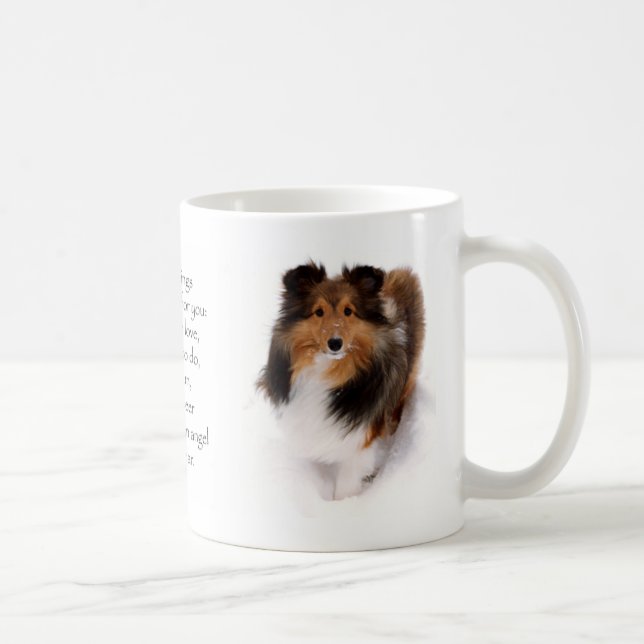 Café Taza de la bendición de Sheltie (Derecha)