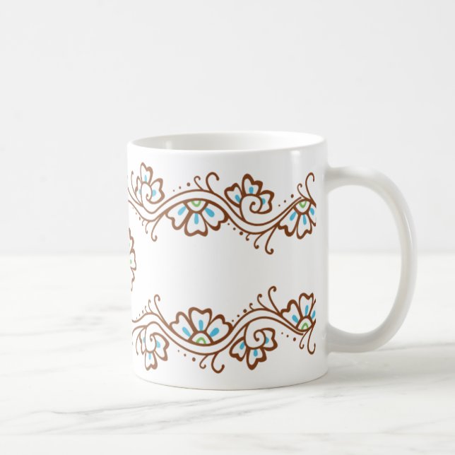Café Taza de la cadena de flor de la alheña (Derecha)