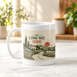 Café Taza de la carretera de linóleo The Long Way Home