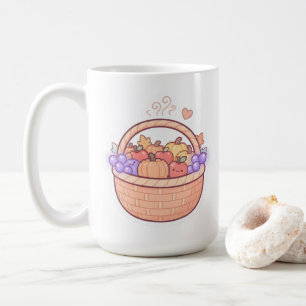 Café Taza de la cesta de la cosecha de píxeles Kawaii