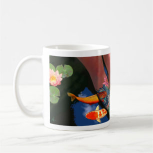 Café Taza de la charca del lirio del tatuaje de Koi