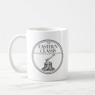 Café Taza de la Clase Oriental E & R, logotipo con escr