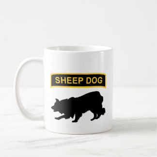 Café Taza de la etiqueta del perro pastor