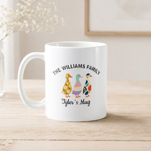 Café Taza de la familia de patos personalizada de 3 con