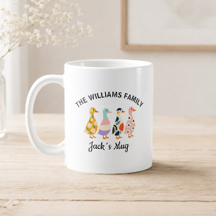 Café Taza de la familia de patos personalizada de 4 con