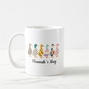 Café Taza de la familia de patos personalizados de 6 co