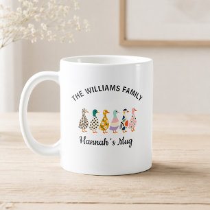 Café Taza de la familia de patos personalizados de 6 co
