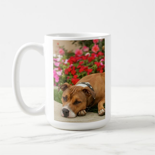 Café Taza de la flor del pitbull (Izquierda)