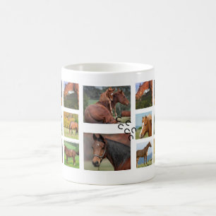 Café Taza de la foto del collage del caballo (redonda)