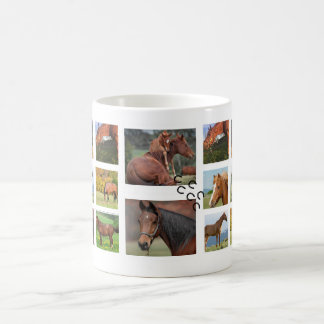 Café Taza de la foto del collage del caballo (redonda)