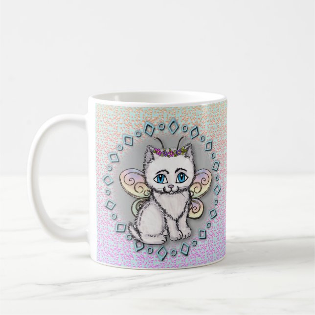 Café Taza de la hada del gato blanco  (Izquierda)