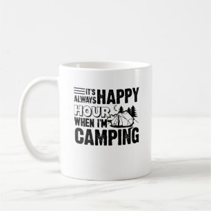 Café Taza de la hora feliz que acampa