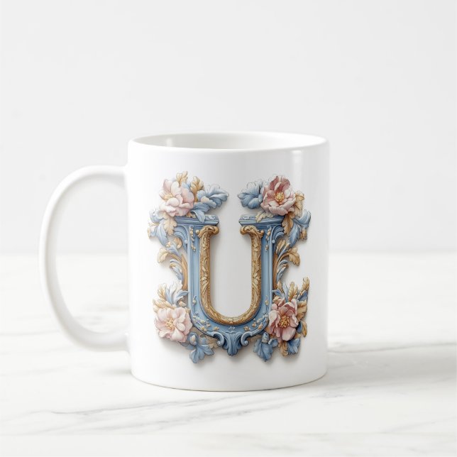 Café Taza de la letra 'U' barroca para una princesa del (Izquierda)