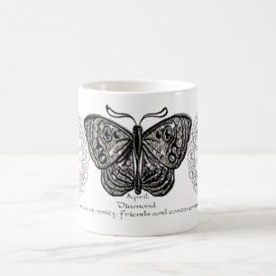 Café Taza de la mariposa de abril Birthstone