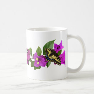 Café Taza de la mariposa del Bougainvillea