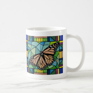 Café Taza de la mariposa del vitral