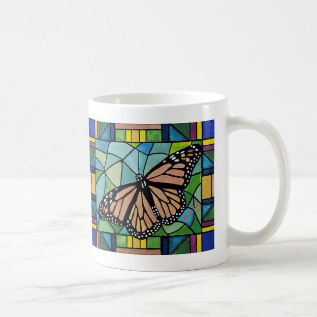 Café Taza de la mariposa del vitral (Derecha)