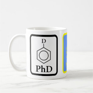 Café Taza de la molécula del PhD del azul y del oro