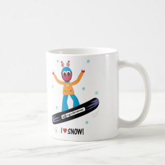 Café Taza de la nieve de Puterbug de la snowboard "amo"