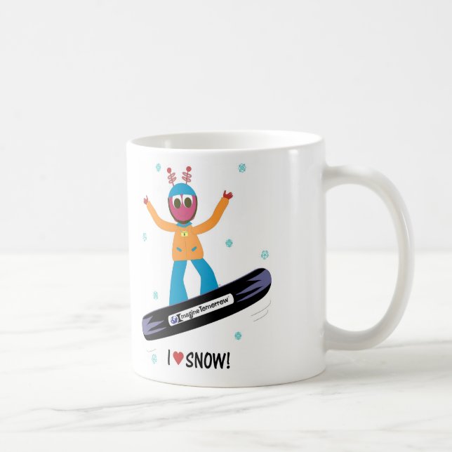 Café Taza de la nieve de Puterbug de la snowboard "amo" (Derecha)
