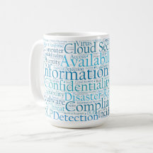 Taza de la nube de la palabra de la seguridad de