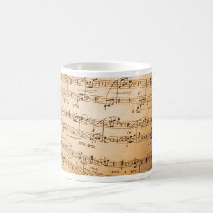 Café Taza de la obra clásica de la hoja de música