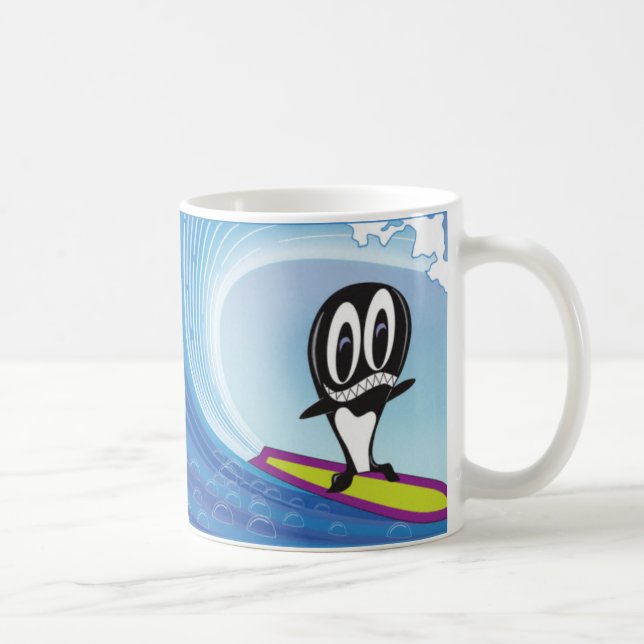 Café Taza de la orca que practica surf (Derecha)