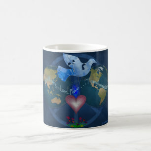 Café Taza de la paz de la unicidad del mundo