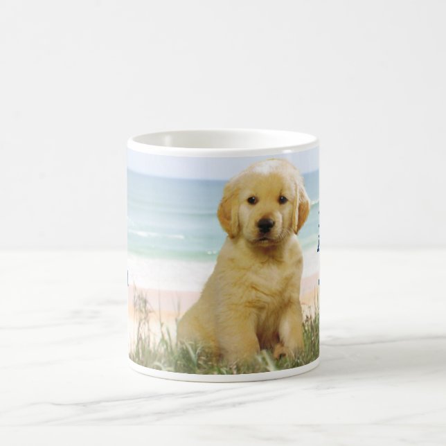 Café Taza de la playa del golden retriever (Centro)