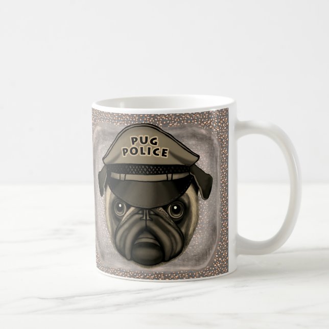 Café Taza de la policía Pug (Derecha)