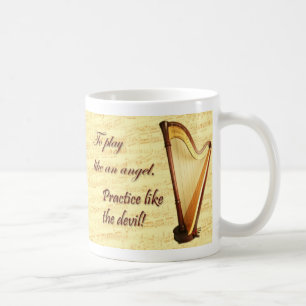 Café Taza de la práctica de la arpa