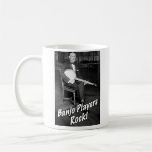 Café Taza de la roca de los jugadores del banjo