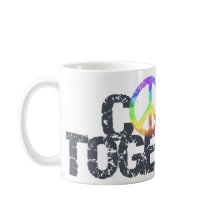 Taza de la señal de paz del arcoíris 'Come Togethe