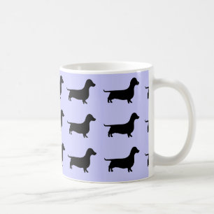 Café Taza de la silueta del Dachshund de la lavanda