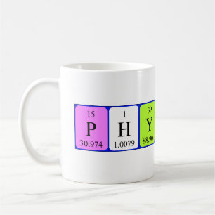 Café Taza de la tabla periódica de la física y de la